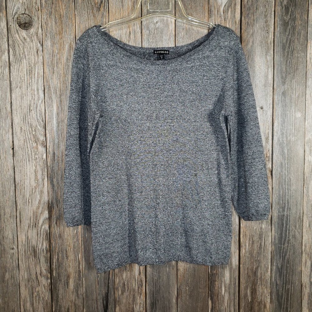 Express L Heather Gray Sweater Lightweight